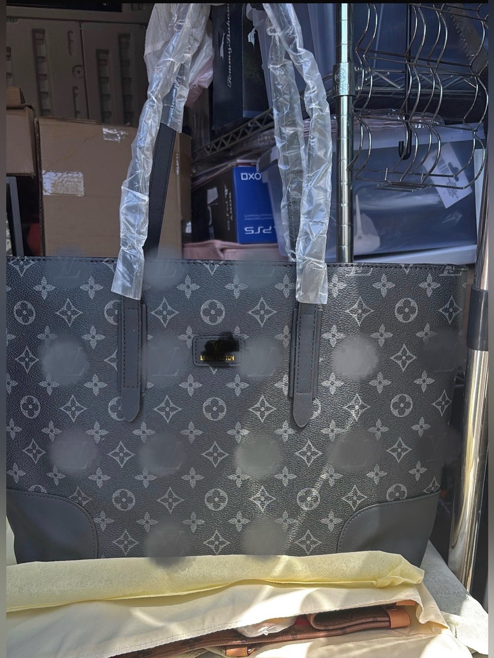 Gray Monogram Canvas Tote